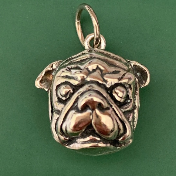 .925 Bulldog Head Sterling Silver Jewelry Charm #dog #UGA - Picture 1 of 3